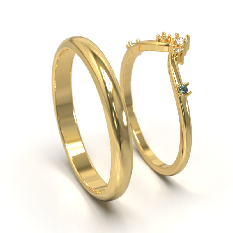 Argollas de Matrimonio con Diamantes y Zafiros
