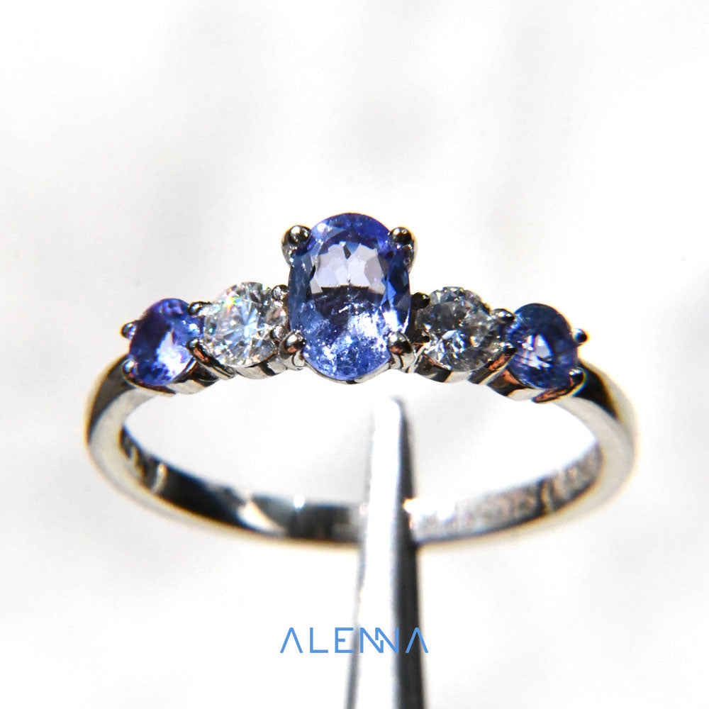 Anillo Sarai con Tanzanitas y Moissanitas