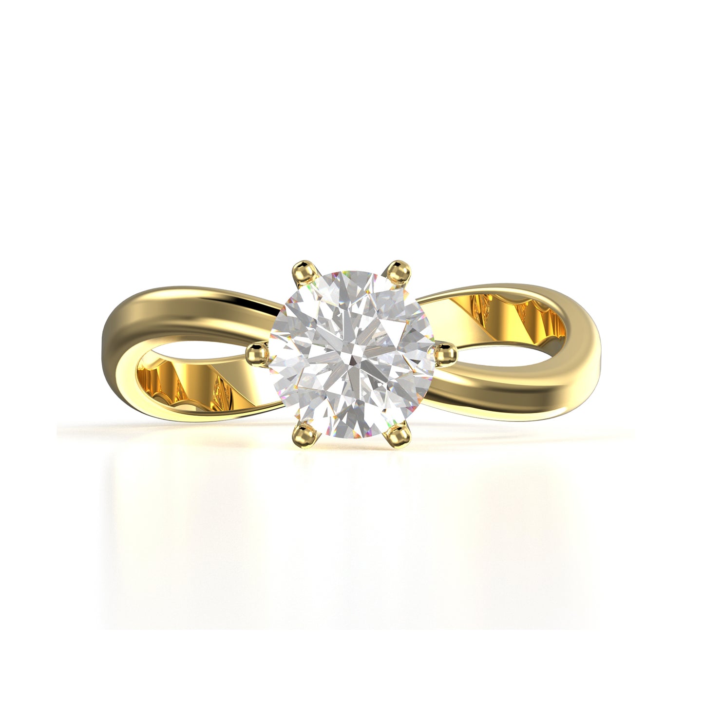 Anillo de Compromiso con Diamante Redondo, Infinito