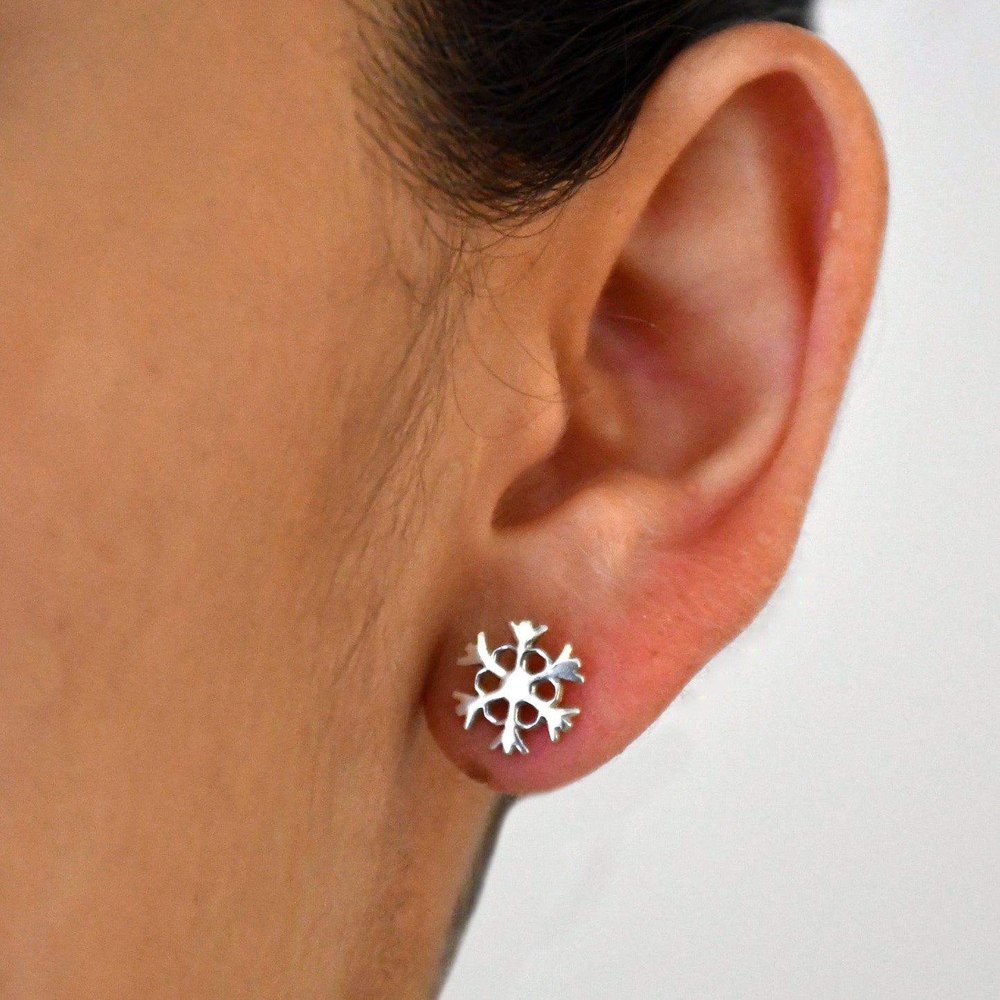 Aretes con forma de Copo en Plata Fina