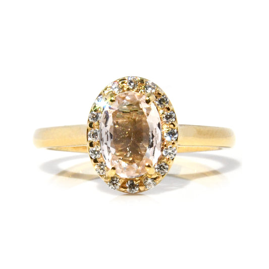 Anillo de Compromiso con Morganita de .60Cts y Diamantes