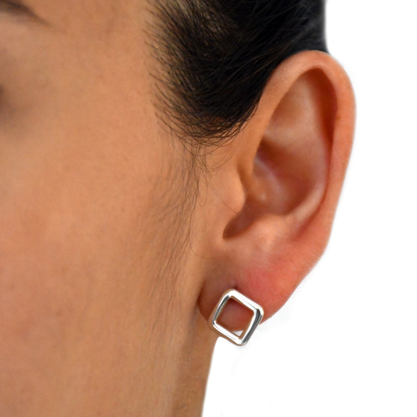 Aretes Rombo en Plata Fina