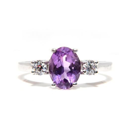 Anillo de Compromiso con Amatista de 1.22Cts y Diamantes