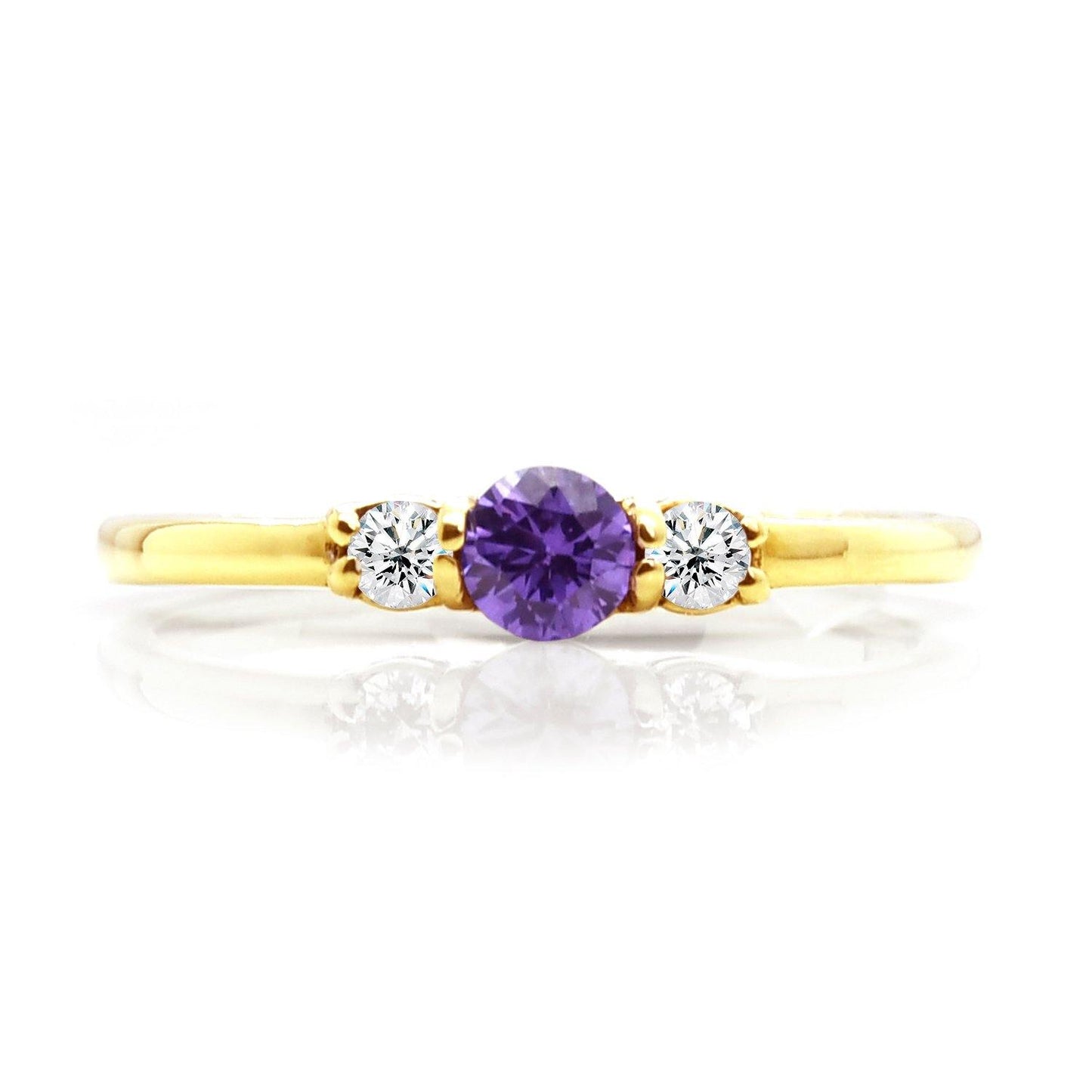Anillo con Piedra Del Mes 14k / Piedra Personalizable - ALENNA JEWELS