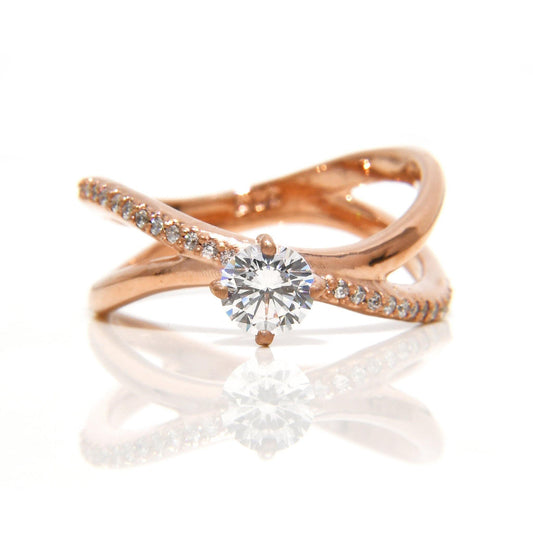 Anillo de Compromiso Doble Ola con 27 Diamantes - ALENNA JEWELS