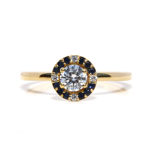 Anillo de Compromiso con Moissanita .50Cts y Halo