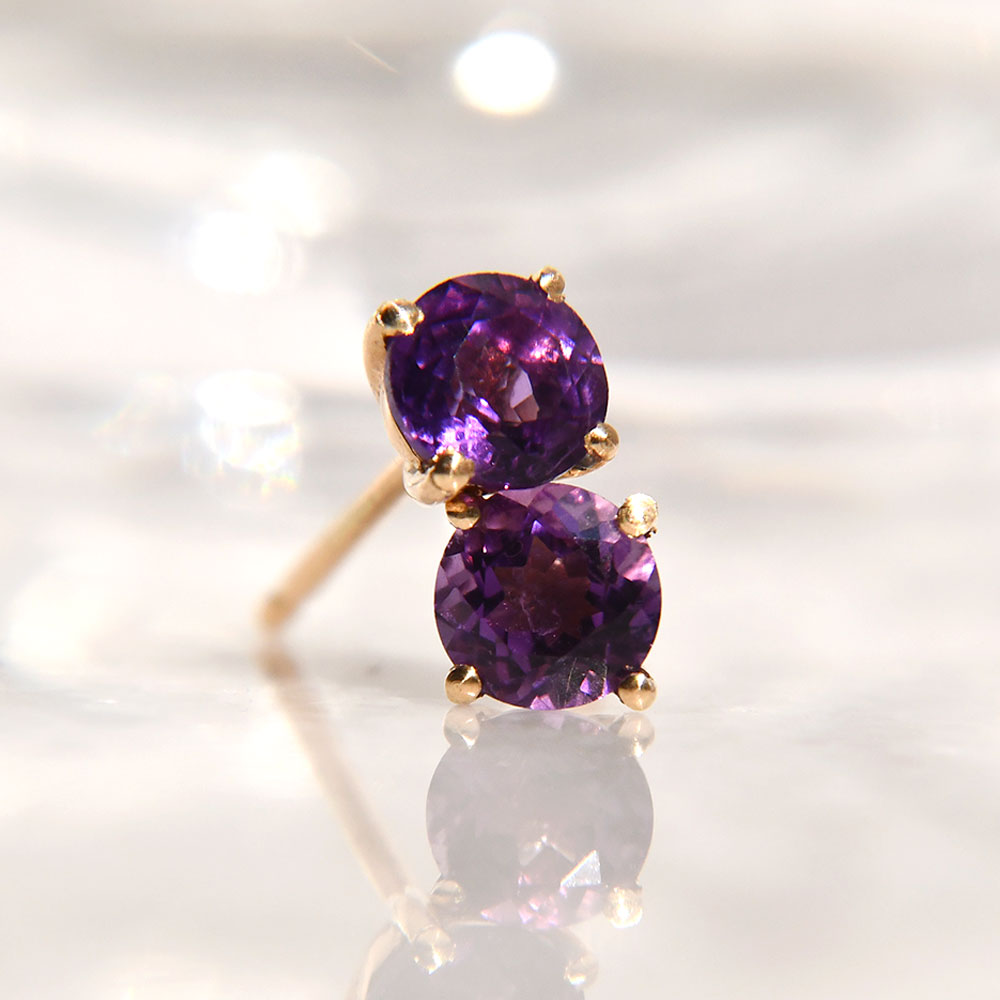 Aretes con Amatistas en Oro de 14k