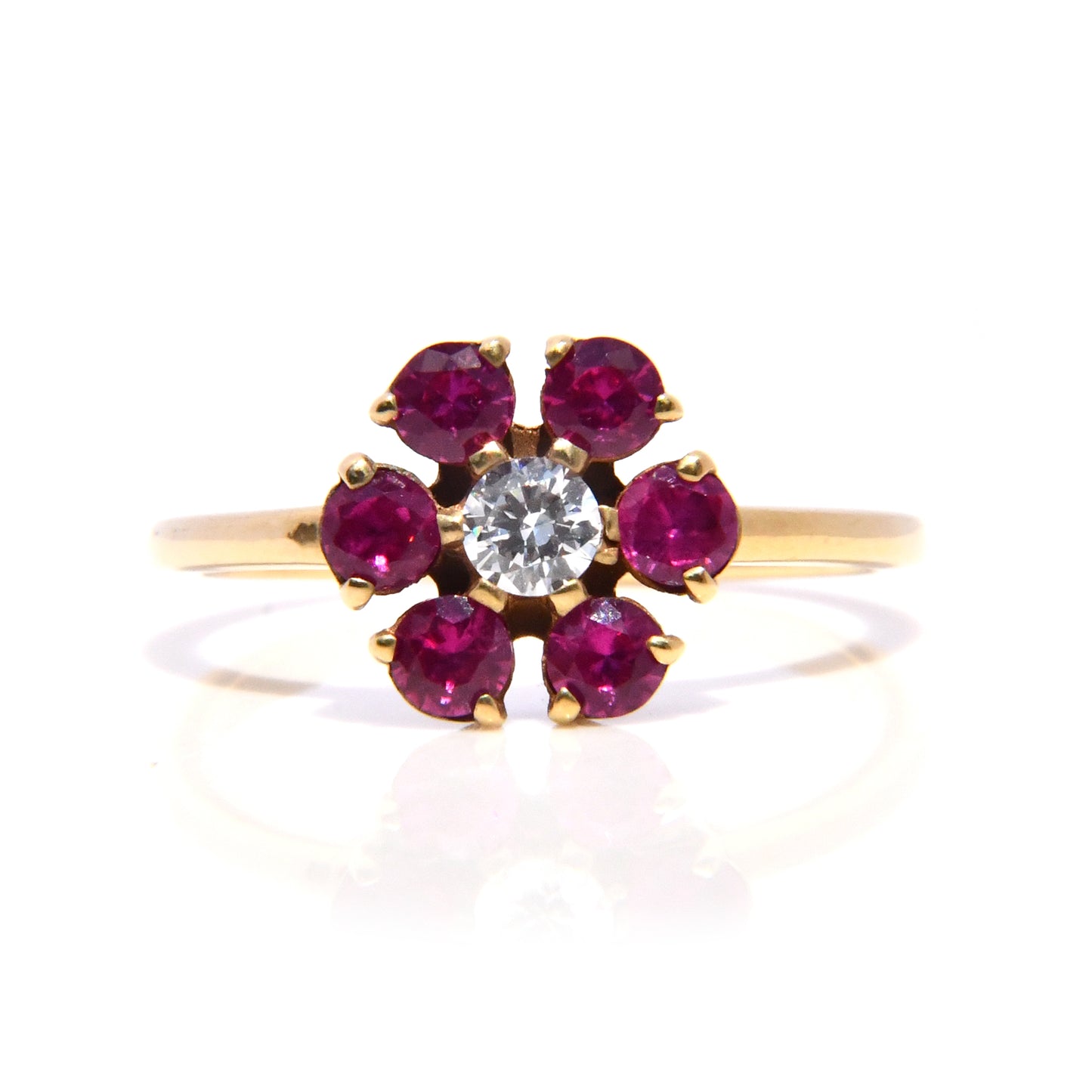 Anillo de Flor con Rubí / Gema mes de Julio