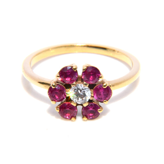 Anillo de Flor con Rubí / Gema mes de Julio