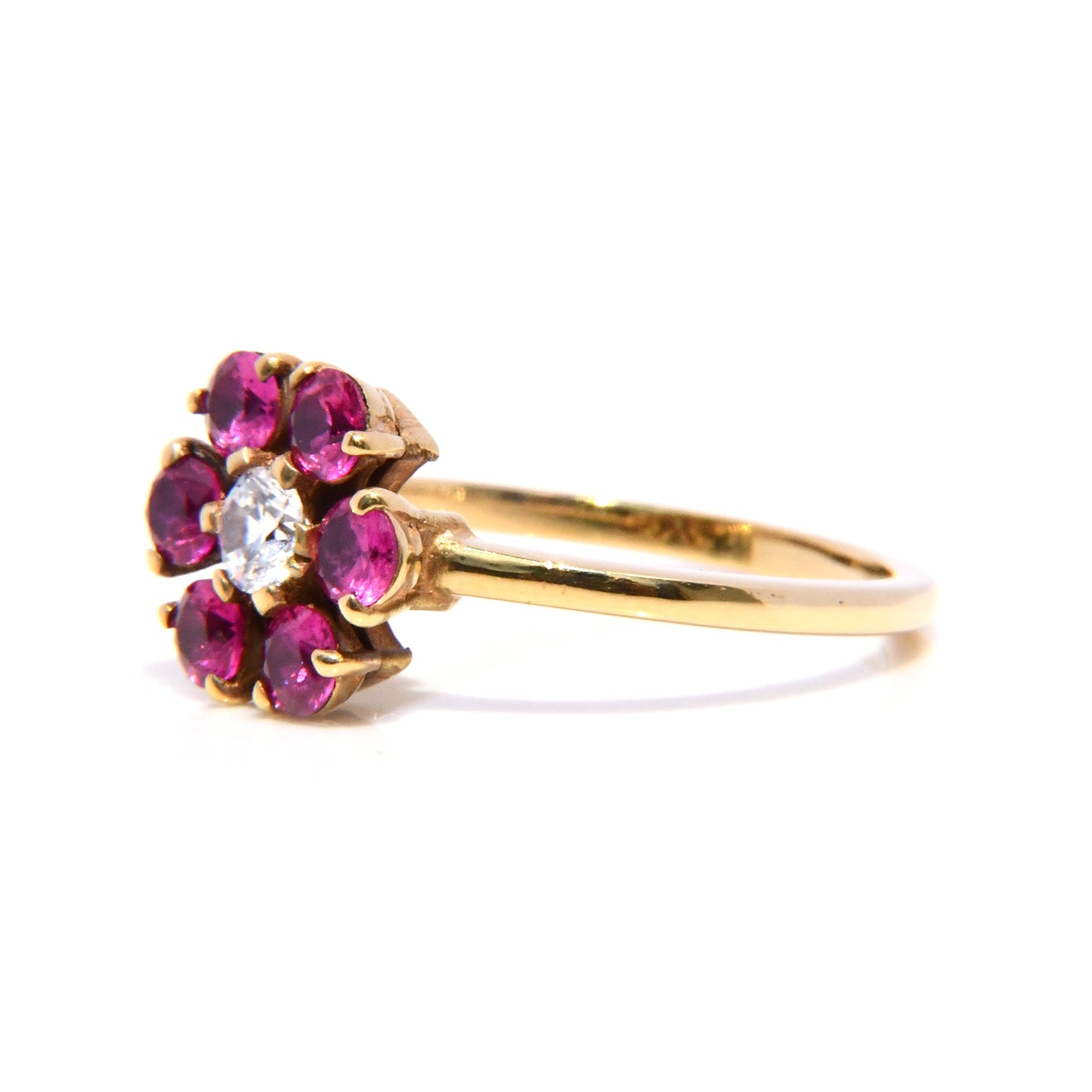 Anillo de Flor con Rubí / Gema mes de Julio