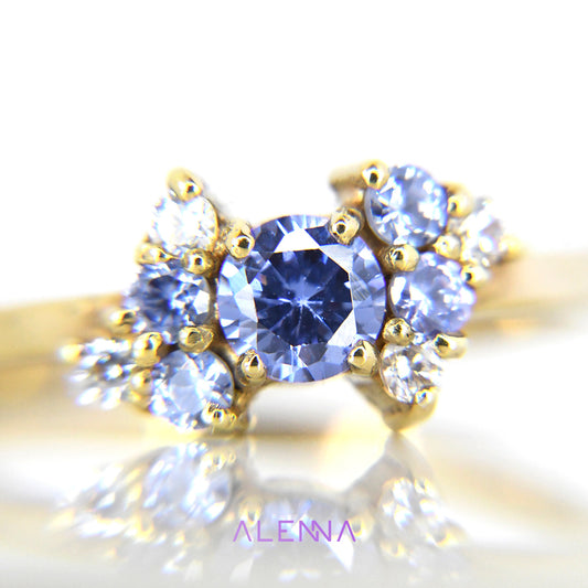 Anillo Cluster 1 con Tanzanitas y Diamantes