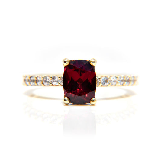 Anillo de Compromiso con Rodolita de 1.93Cts y 14 Diamantes