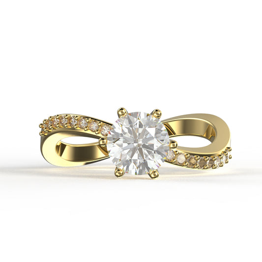 Anillo de Compromiso con Piedras Laterales y Diamante Redondo, Infinito