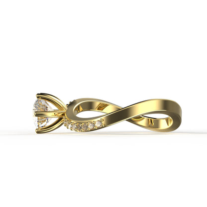 Anillo de Compromiso con Piedras Laterales y Diamante Redondo, Infinito
