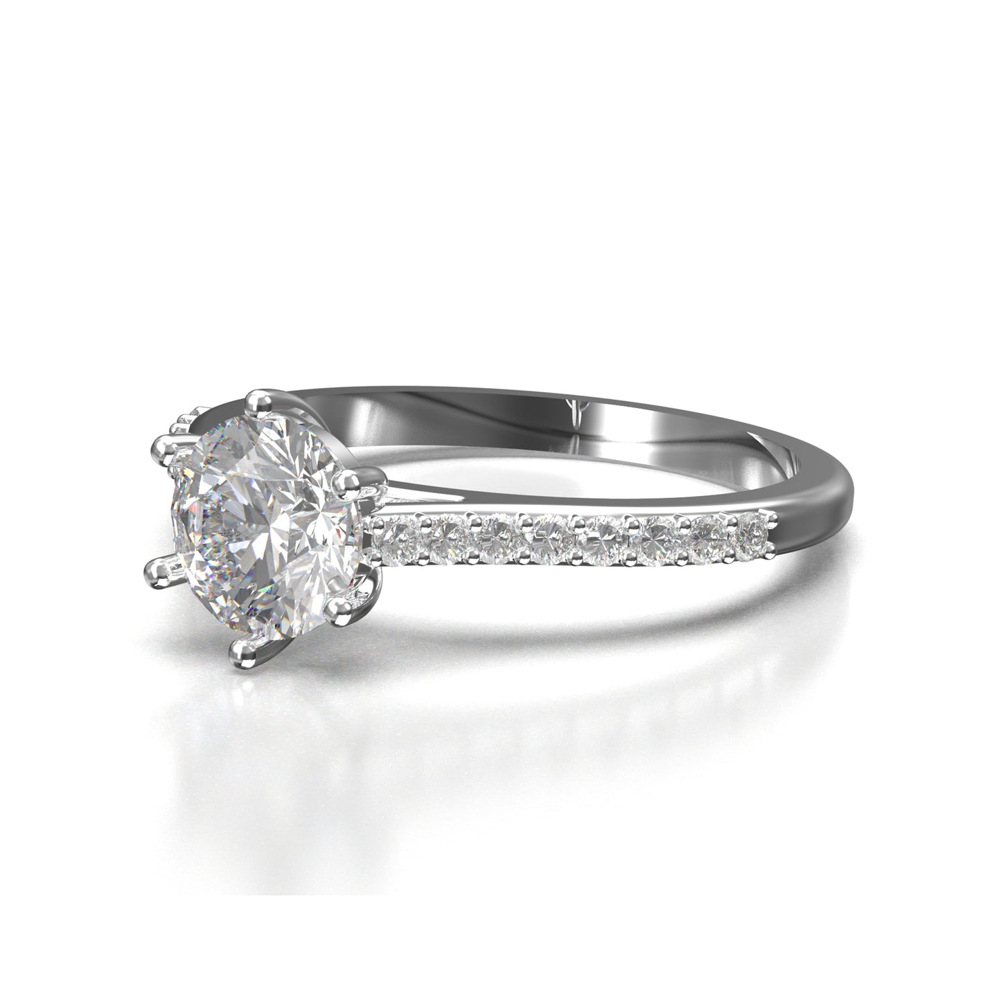 Anillo de Compromiso con Piedras Laterales y Diamante