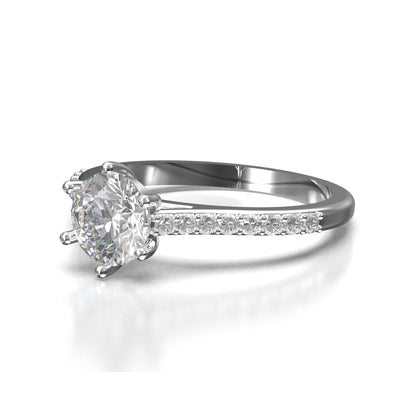 Anillo de Compromiso con Piedras Laterales y Diamante