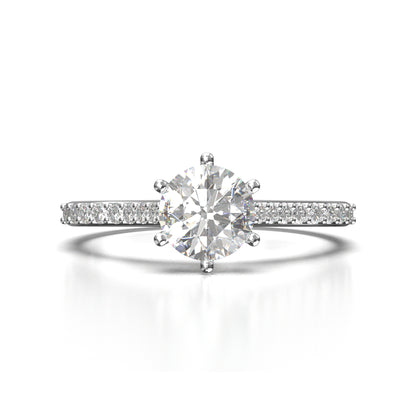 Anillo de Compromiso con Piedras Laterales y Diamante