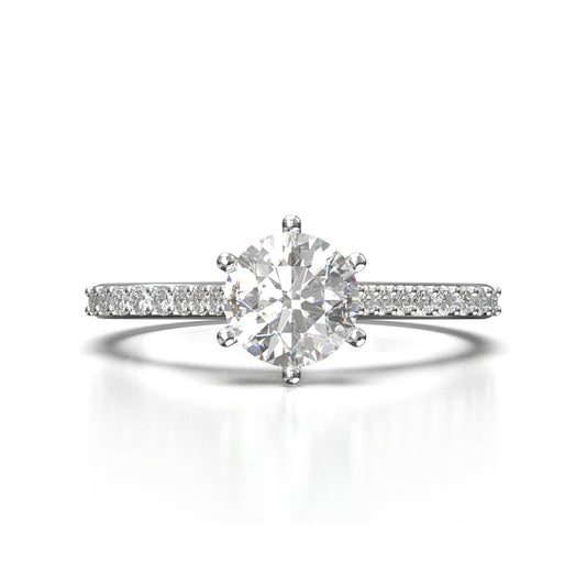 Anillo de Compromiso con Piedras Laterales y Diamante