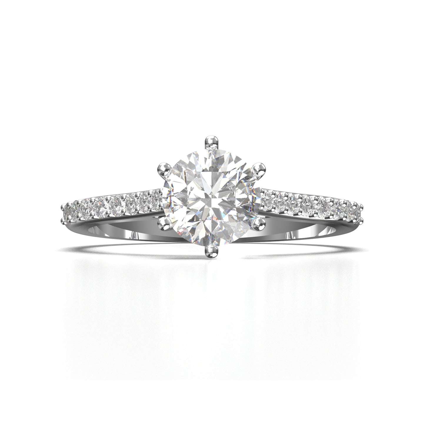 Anillo de Compromiso con Piedras Laterales y Diamante