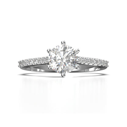 Anillo de Compromiso con Piedras Laterales y Diamante