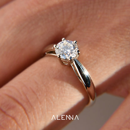 Anillo de Compromiso en Plata Fina con Moissanita 1ct