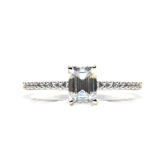 Anillo Arya con Moissanita Esmeralda 1Cts