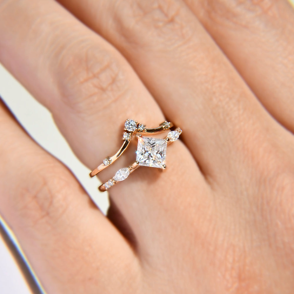 Anillo Leslie con Moissanita corte Princess de 1Cts
