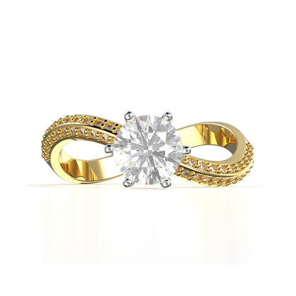 Anillo de Compromiso con Diamantes Laterales en doble pavé, Infinito