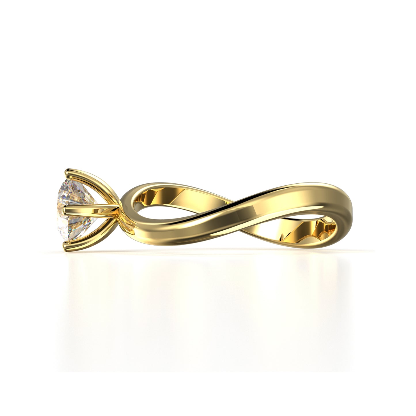 Anillo de Compromiso con Diamante Redondo, Infinito