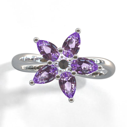 Anillo Flor con Gemas Naturales y Diamante