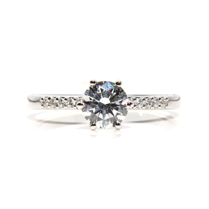 Anillo de Compromiso con Moissanita .80Cts y 10 Laterales