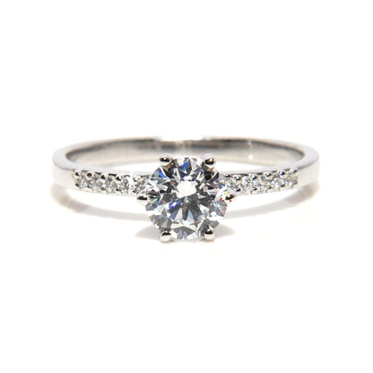 Anillo de Compromiso con Moissanita .80Cts y 10 Laterales