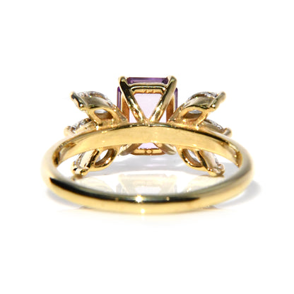 Anillo de Compromiso con Amatista 1.05Cts y Moissanitas 1.2Cts