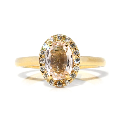 Anillo de Morganita con Halo de Diamantes