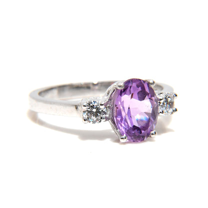 Anillo de Compromiso con Amatista de 1.22Cts y Diamantes