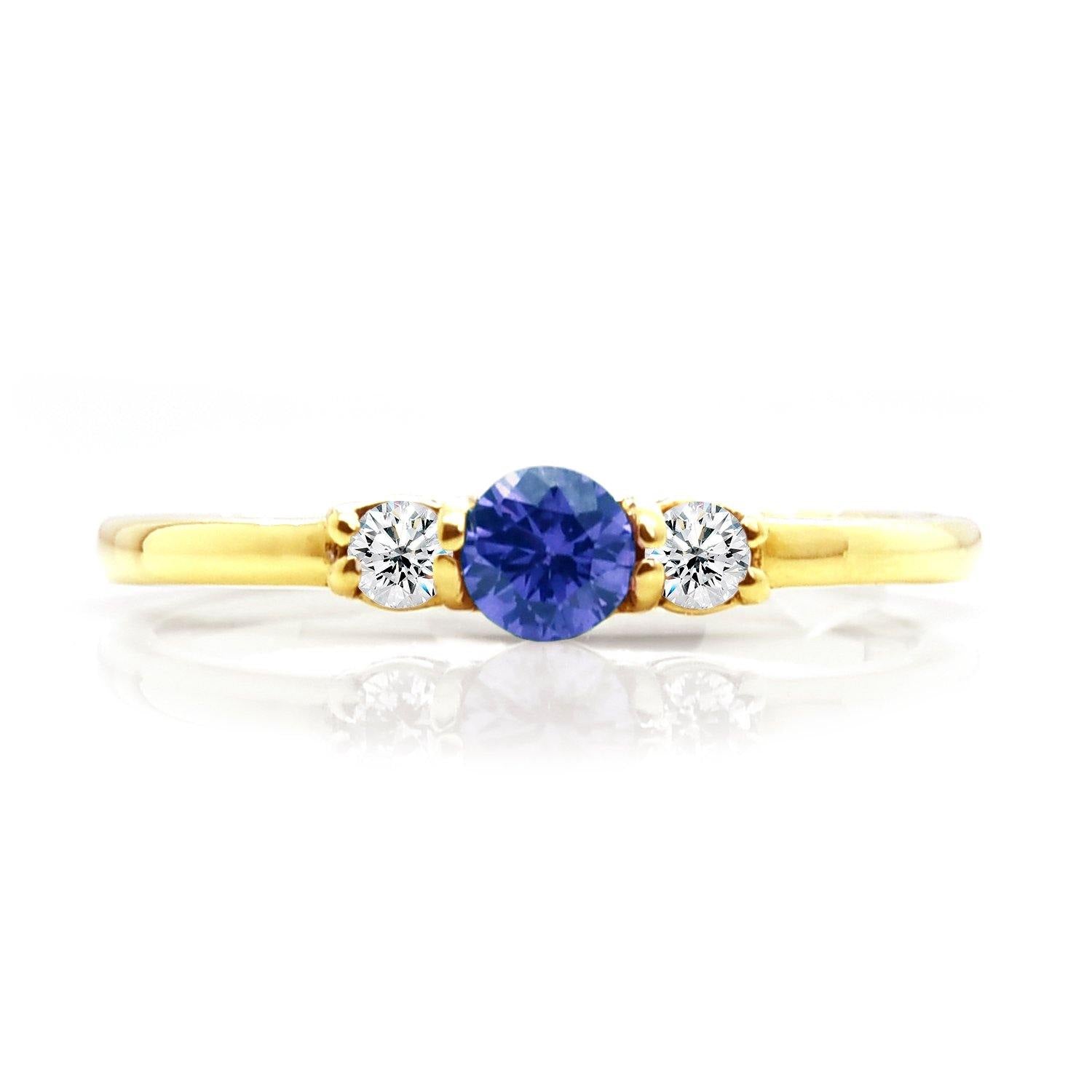Anillo con Piedra Del Mes 14k / Piedra Personalizable - ALENNA JEWELS